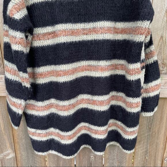 Free People Sid Striped Sweater Oversized Boatneck Eyelet Long Sleeve Tunic XS - Picture 6 of 10